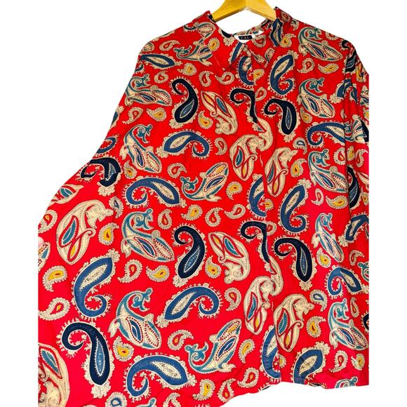 Vintage CST Sport Button Up Red Paisley Shirt Top Women's 30W Boho Retro Quirky - Picture 2 of 6